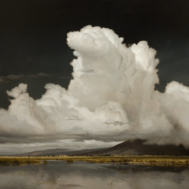 SOLD "Lingering Cumulus" by Renato Muccillo 48 x 48 - oil $21,000 in show frame