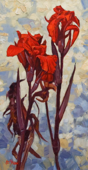 SOLD “Reaching For the Sun” by Graeme Shaw 12 x 24 – oil $1065 Unframed