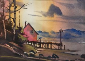 SOLD "Cabin by the Sea," by Michael O’Toole 10 x 14 - watercolour $950 framed