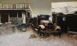 SOLD "Ghost Town Relic," by Alan Wylie 18 x 30 - oil $6080 Unframed