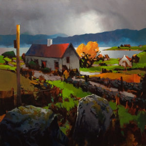 SOLD "North of Galway, Ireland," by Michael O’Toole 30 x 30 - acrylic $6400 (artwork continues onto edges of wide canvas wrap)