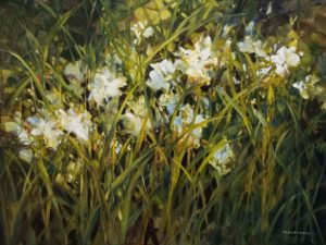 SOLD "White Iris," by Janice Robertson 30 x 40 - acrylic $4,000 Unframed