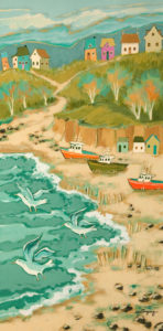 SOLD "At the End of the Fishing Season," by Claudette Castonguay 12 x 24 - acrylic $700 Unframed