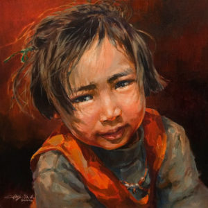 "Mother's Helper," by Donna Zhang 18 x 18 - oil $2780 Unframed
