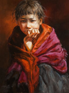"Quietly Waiting," by Donna Zhang 18 x 24 - oil $3650 Unframed