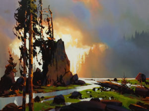 SOLD "Sea Stack - Rivers Inlet," by Michael O’Toole 30 x 40 - acrylic $8100 Unframed