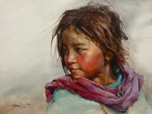 SOLD "Violet Scarf," by Donna Zhang 18 x 24 - oil $3650 Unframed