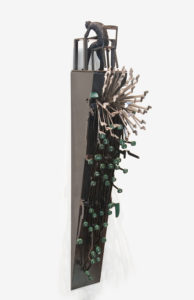 SOLD "Midnight Oil," by Janis Woode wrapped copper wire, steel, vintage typewriter parts - 32" (H) x 6" (W) x 9 1/2" (L) $3500
