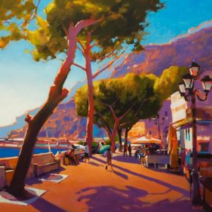 SOLD "Rim Light on the Amalfi Coast," by Mike Svob 24 x 24 - acrylic $3625 Unframed