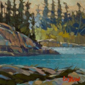 SOLD "At the Bend, Stagg River, N.W.T." by Graeme Shaw 6 x 6 - oil $420 Unframed
