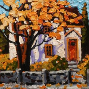 SOLD "Autumn Facade" by Rod Charlesworth 6 x 6 - oil $475 Unframed
