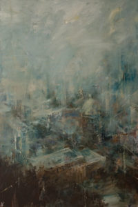 SOLD "City in Clouds," by William Liao 24 x 36 - oil $2650 Unframed