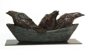 "Crow, Crow, Crow Your Boat," by Nicola Prinsen 29" (L) x 12 1/2" (H) x 11" (W) - bronze Edition of 5 $12,500
