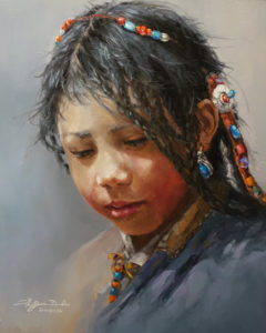 SOLD "Deep in Thought" by Donna Zhang 16 x 20 - oil $2750 Unframed