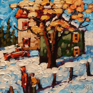 "Early Snow" by Rod Charlesworth 6 x 6 - oil $475 Unframed