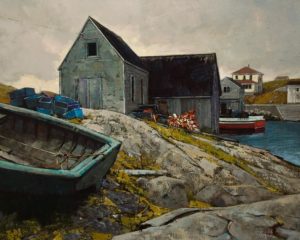SOLD "Fisherman's Corner," by Min Ma 24 x 30 - acrylic $4460 Unframed