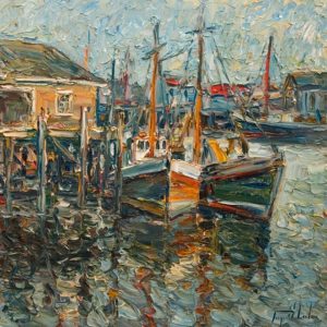 SOLD "Gloucester's Boats, Massachusetts," by Raynald Leclerc 24 x 24 - oil $2750 Unframed