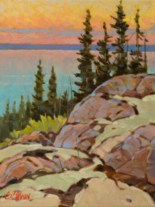 SOLD "July Eve, Great Slave Lake" by Graeme Shaw 9 x 12 - oil $550 Unframed