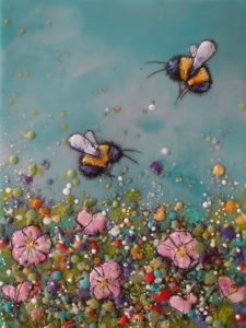 SOLD "Just Bee No. 3" by Brenda Walker 6 x 8 - encaustic $275 (cradled panel)