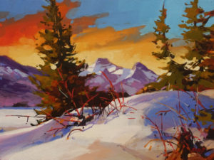 SOLD "Lac des Arcs (Alberta)" by Mike Svob 12 x 16 – acrylic $1415 Unframed