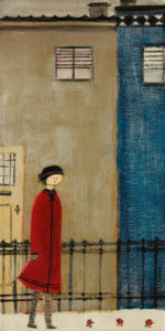 SOLD "Le manteau rouge" (The Red Coat) by Louise Lauzon 8 x 16 - acrylic $440 Unframed