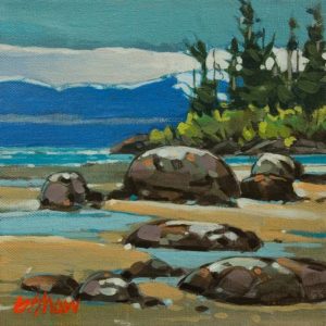 SOLD "Nanaimo North End Beach" by Graeme Shaw 8 x 8 - acrylic $470 Unframed