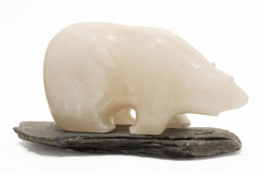 SOLD "Off the Ice," by Marilyn Armitage 7 1/2" (H) x 15" (L) (including base) - alabaster / slate $975