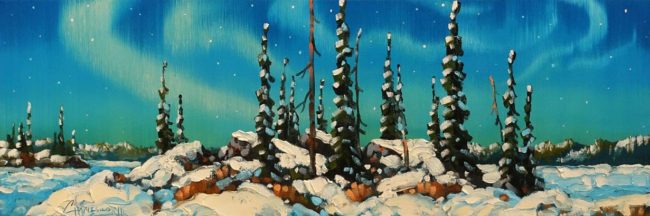 SOLD "Outcrop, Northwest Territories" by Rod Charlesworth 8 x 24 - oil $1570 Unframed