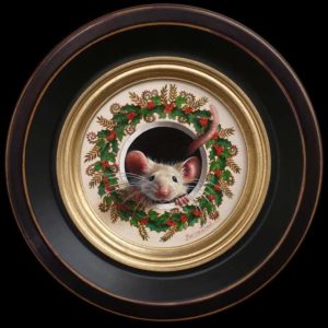 SOLD "Petite souris 307" by Marina Dieul 4” diameter plus frame (shown) – oil USD $900 Framed (approx CAD $1170 Framed)