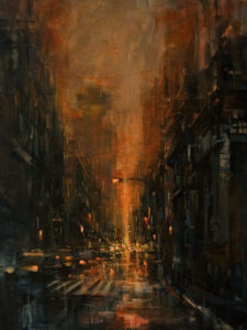 SOLD "Rainy Night," by William Liao 30 x 40 - oil $3600 Unframed