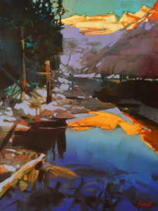 SOLD "Silent Morning (Lake Louise)" by Mike Svob 12 x 16 – acrylic $1415 Unframed