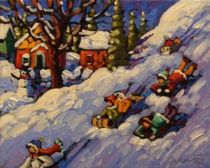 SOLD "Slipping and Sliding" by Rod Charlesworth 8 x 10 - oil $750 Unframed