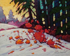 SOLD "Snow Came Early" by Nicholas Bott 8 x 10 - oil $1090 Unframed