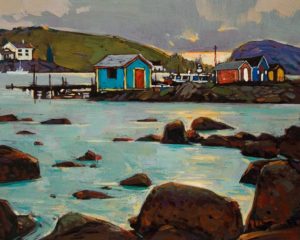 SOLD "Sunset by the Docks" by Min Ma 8 x 10 - acrylic $845 Unframed