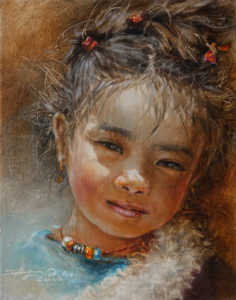 SOLD "Sweet Tibetan Girl" by Donna Zhang 11 x 14 - oil $1420 Unframed