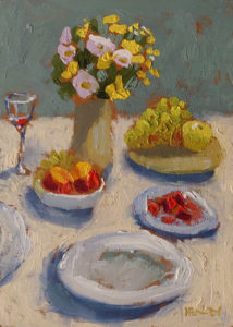 SOLD "Table Still Life" by Paul Healey 5 x 7 - oil $275 Unframed
