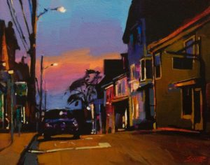 SOLD "Twilight in Lunenburg" by Mike Svob 11 x 14 - acrylic $1195 Unframed