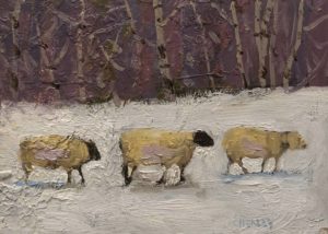 SOLD "Wool in the Snow" by Paul Healey 5 x 7 - oil $275 Unframed