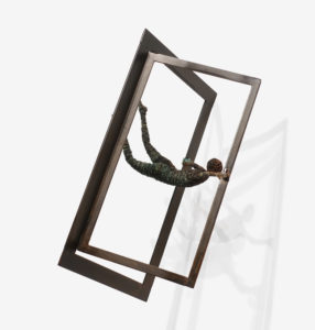 SOLD "Another Door Opens" (hanging piece) by Janis Woode steel, wrapped copper wire - 15" (H) x 9" (L) x 9" (W) $2650