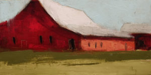 SOLD "Grange Rouge No. 2" (Red Barn No. 2) by Robert P. Roy 8 x 16 - oil $570 Unframed