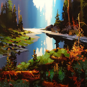SOLD "Manganese Reflection," by Michael O'Toole 36 x 36 - acrylic $5400 (artwork continues onto edges of wide canvas wrap)