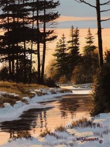 SOLD "Winter Sun," by Bill Saunders 6 x 8 - acrylic $500 Unframed
