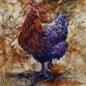 SOLD "Little Red Hen," by Janice Robertson 12 x 12 - acrylic $730 (thick canvas wrap)