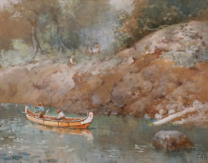 SOLD "A Green Pool, French River, Canada" (1864) by Frances Anne Hopkins 18 x 22 1/2 - watercolour