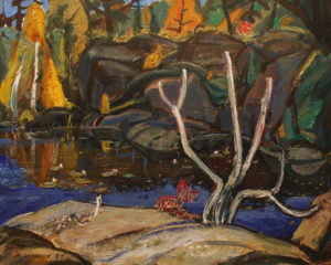 SOLD "Dark Pool, Georgian Bay" (1953) by Arthur Lismer 16 x 20 - oil on panel