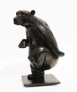 "Boogie Woogie Bear," by Nicola Prinsen 12" (H) x 7 1/2" (W) x 9 1/2" (L) - bronze (includes built-in rotating base) Edition of 18 $3950