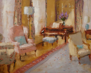 SOLD "Piano and Sunlight," by Paul Healey 16 x 20 - oil $1250 Unframed