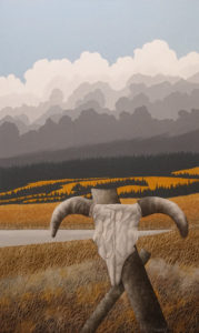 SOLD "Hornswoggled on Douglas Lake Ranch," by Ken Kirkby 24 x 40 - oil $2880 Unframed
