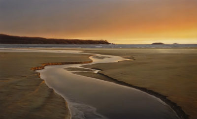 SOLD "Receding Tide at Dusk," by Ray Ward 30 x 48 - oil $5900 (thick canvas wrap)
