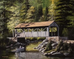 "Under the Covered Bridge," by Bill Saunders 16 x 20 - acrylic $1900 Unframed